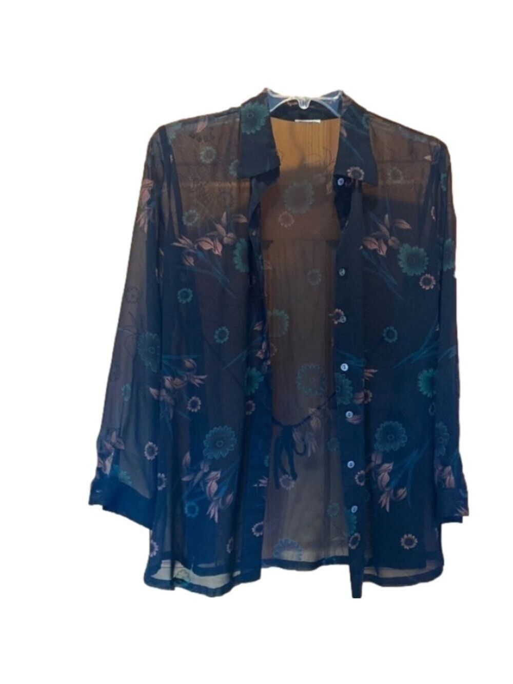 Maternity sheer button up shirt